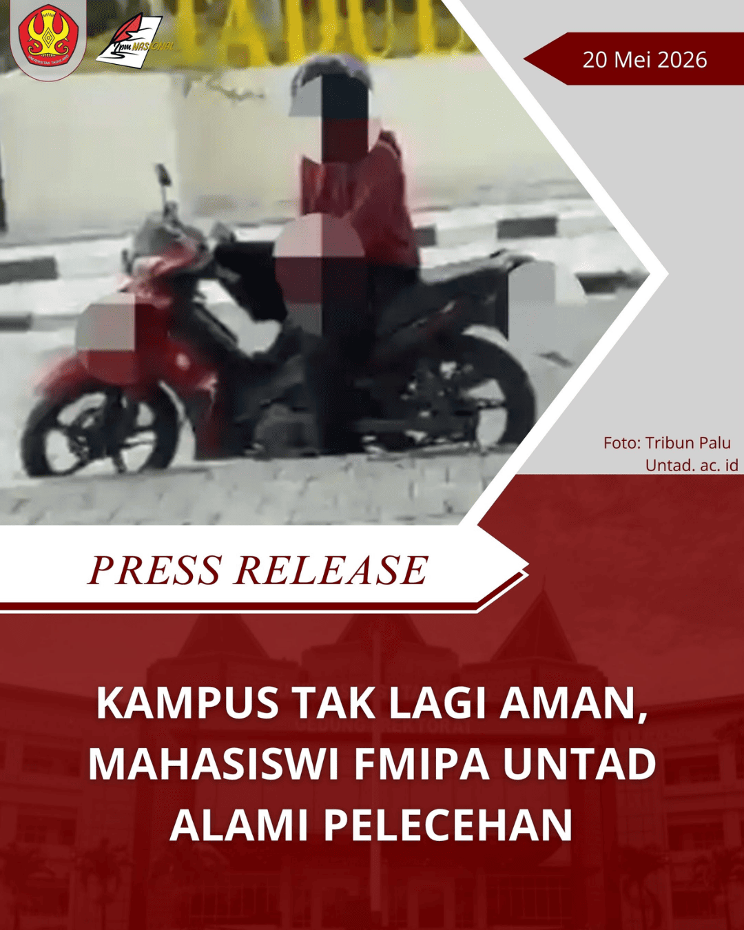 Kampus Tak Lagi Aman, Mahasiswi FMIPA UNTAD Alami Pelecehan