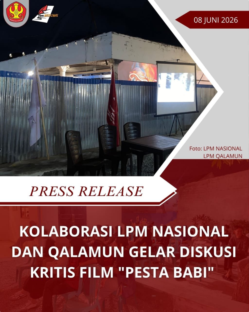Kolaborasi LPM Nasional Dan Qalamun Gelar Diskusi Kritis Film 