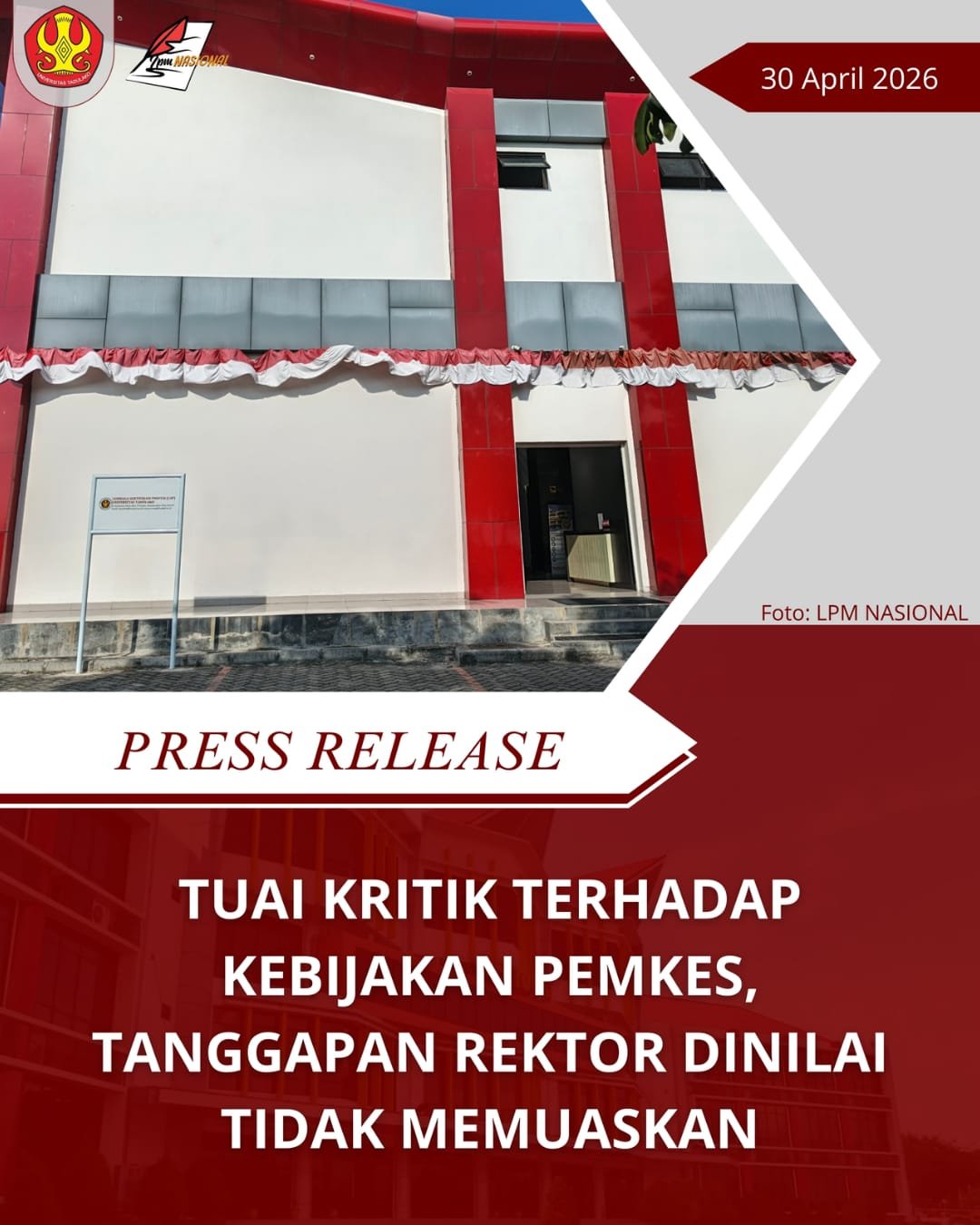 Tuai Kritik Terhadap Kebijakan PEMKES, Tanggapan Rektor Dinilai Tidak Memuaskan