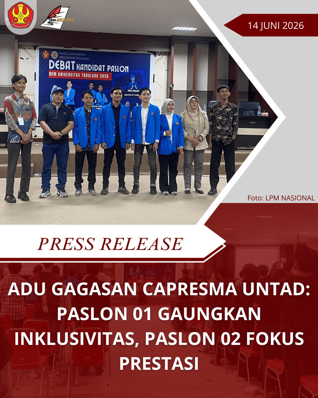 ​Adu Gagasan Capresma Untad: Paslon 01 Gaungkan Inklusivitas, Paslon 02 Fokus Prestasi